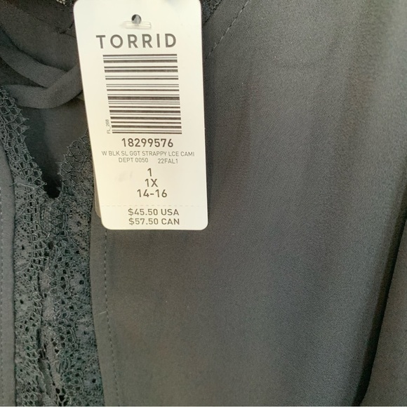 Torrid Black Sheer Strappy Tank Top Size 1X/14-16 NWT - Picture 7 of 8